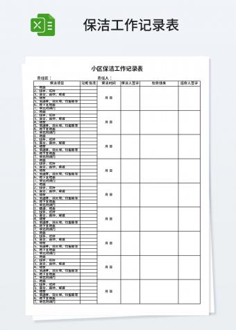 日常保潔員服務(wù)詳實記錄